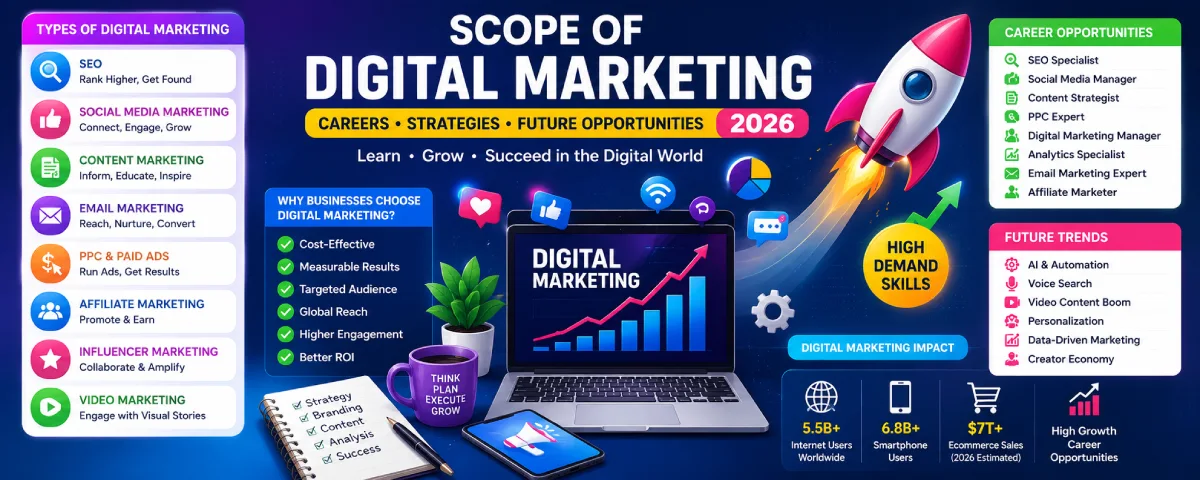 Scope of Digital Marketing: The Complete Guide to Careers, Strategies & Future Opportunities (2026)