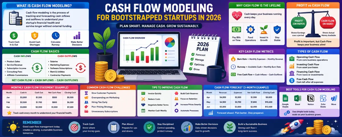 Cash Flow Modeling for Bootstrapped Startups in 2026