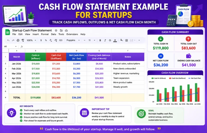 startup cash flow statement example