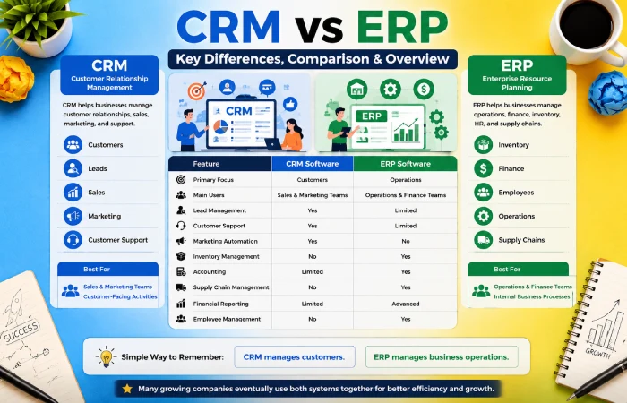 why businesses compare crm vs erp