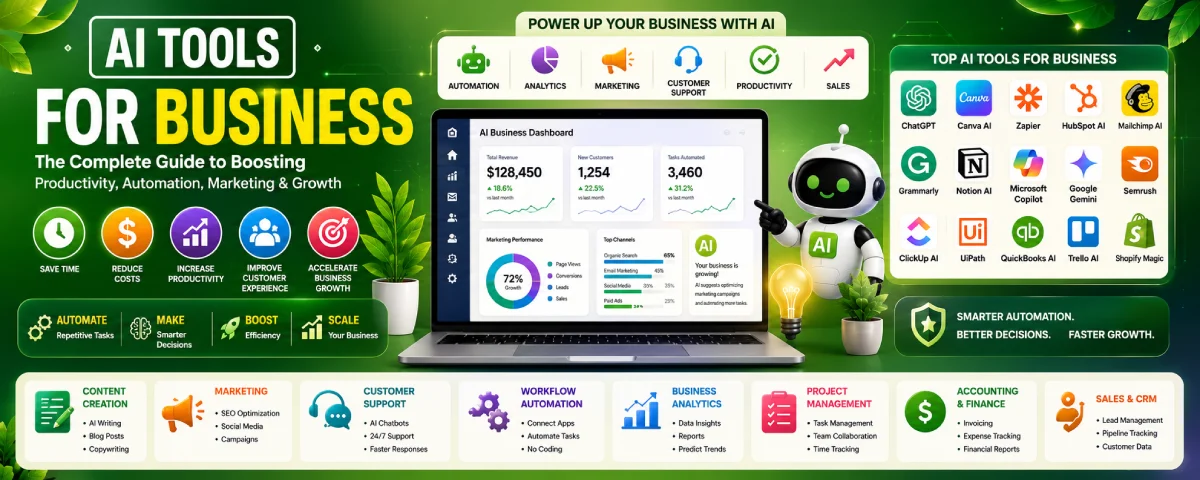 AI Tools for Business: The Complete Guide to Boosting Productivity, Automation, Marketing & Growth