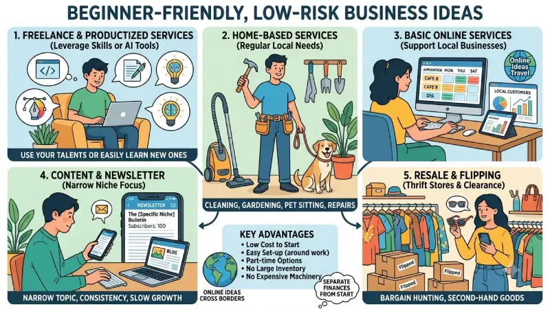 beginner-friendly business ideas with low risk