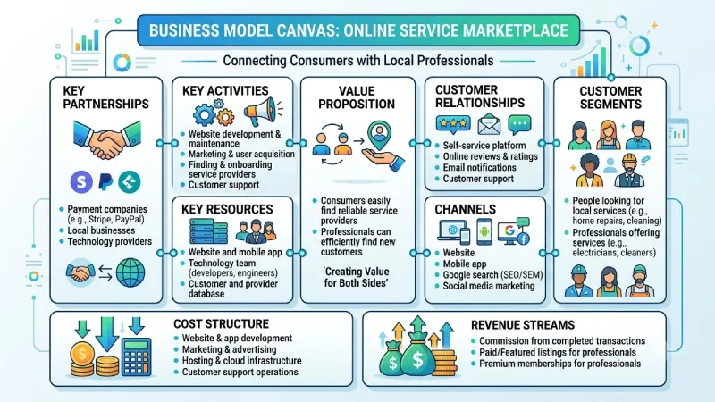 business model canvas example: online marketplace