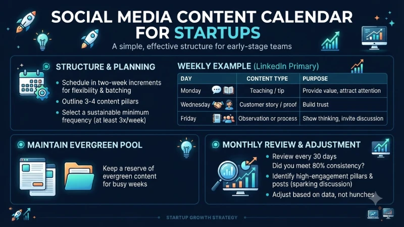 social media content calendar for startups