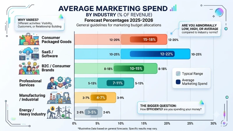 average marketing spend by industry (% of revenue)