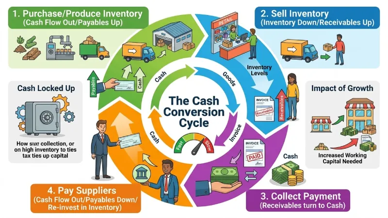 how do inventory, receivables, and payables connect