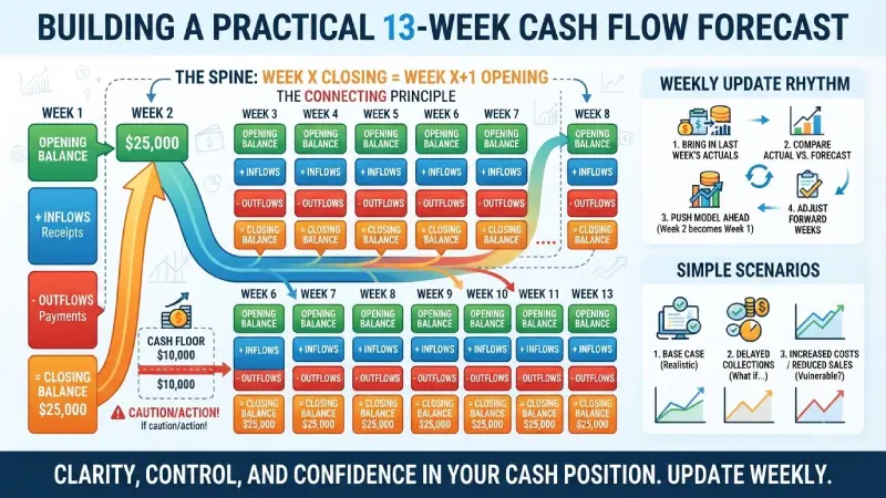 how do opening and closing cash balances connect