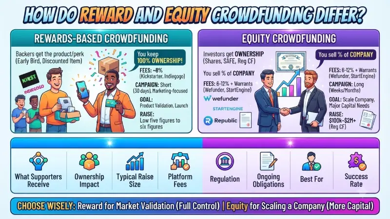 how do reward and equity crowdfunding differ?