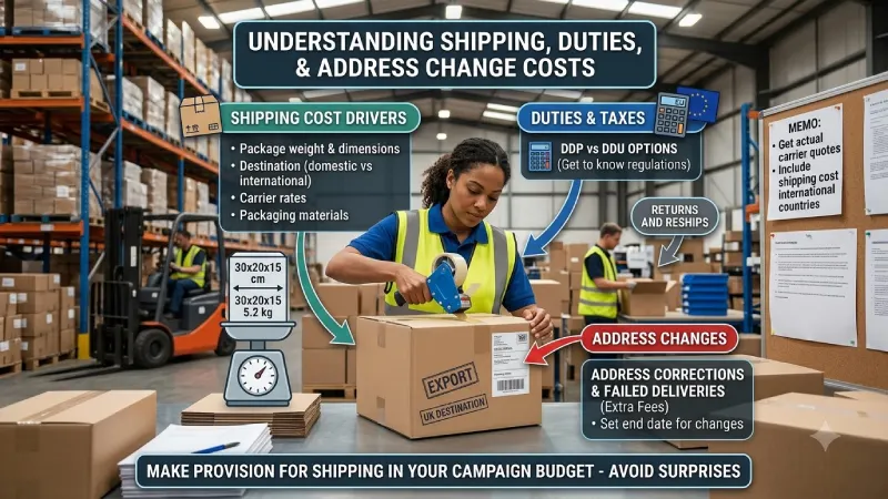 how do shipping, duties, and address changes affect costs

