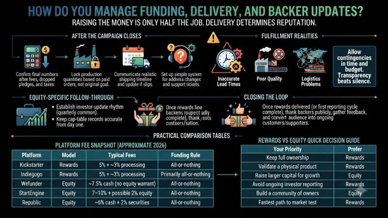 how do you manage funding, delivery, and backer updates?
