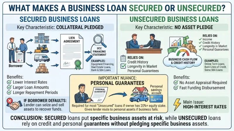 what makes a business loan secured or unsecured
