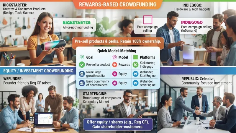 which crowdfunding models does each platform support?

