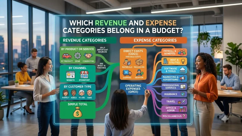 which revenue and expense categories belong in a budget